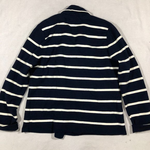 Chaps Jacket Womens Large Stripe Asymmetrical Knit Moto Sweater Jacket NEW $99 - Picture 6 of 13